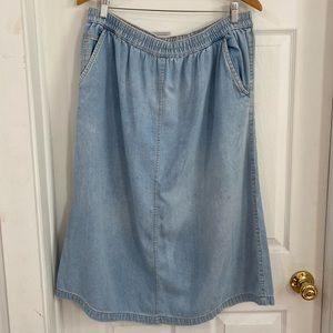 Vintage Light Blue Denim Midi Skirt